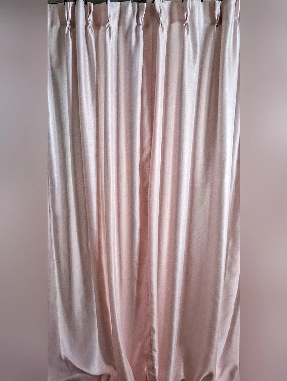 Mid Century Custom Triple Pinch Pleated Draperies - Light Pink - 2 Panels